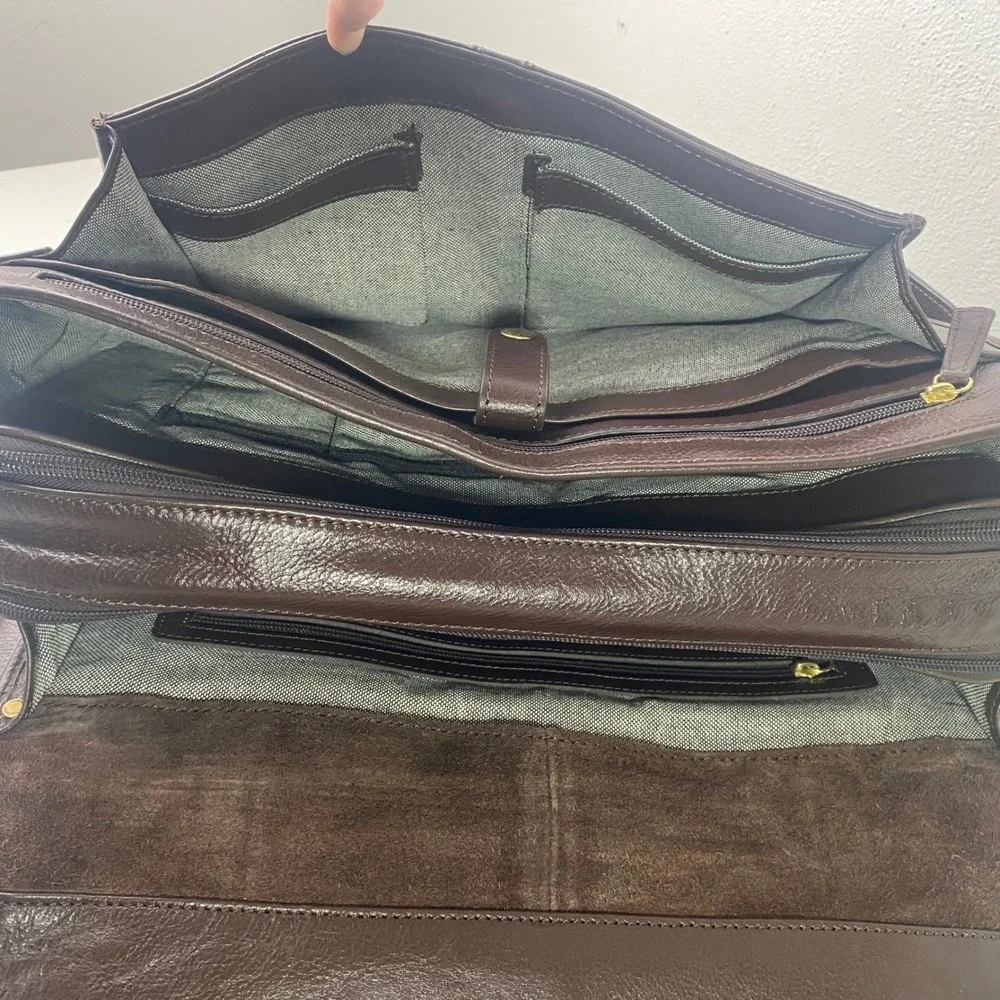 Hidesign The Icons Brown Leather Messenger Briefcase Laptop Bag Brass Hardware